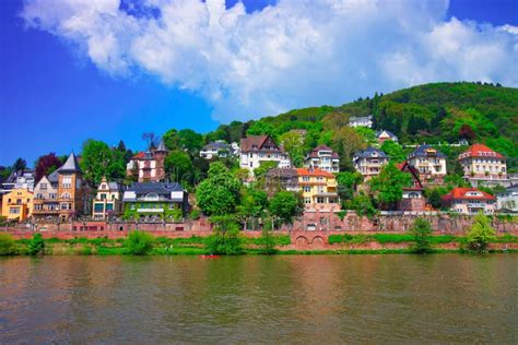 Neckar river in Heidelberg stock photo. Image of reflection - 116960070