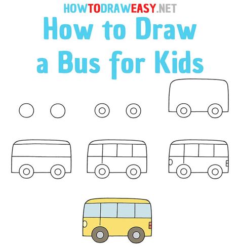 How to Draw a Bus Step by Step | Drawing lessons for kids, Bus drawing ...