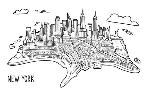 Premium Vector | Coloring map of New York illustrated