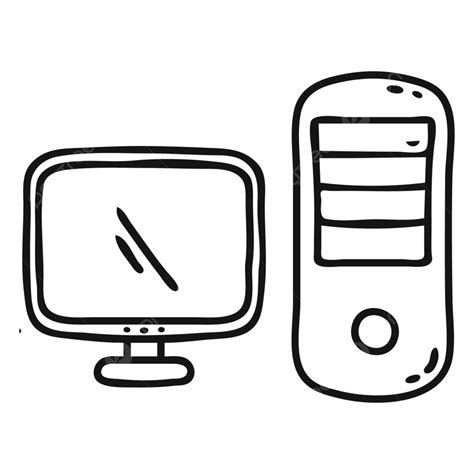 Computer Monitor Clipart Vector, Personal Computer Monitor Doodle Icon ...