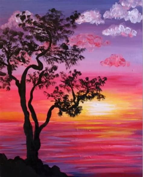 40 Simple and Easy Landscape Painting Ideas For Beginners | Sunset ...