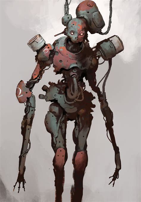 ArtStation - Decrepit mech, Guillaume Menuel | Robot art, Robot concept art, Cyberpunk art