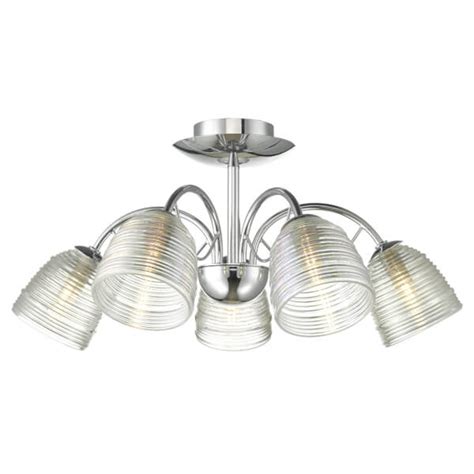 Ridley 5 Light Semi Flush Ceiling Light - Chrome | Homebase