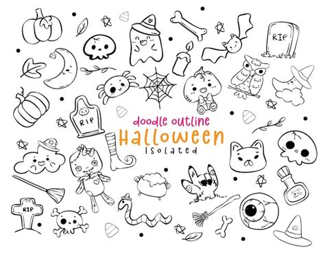 Premium Vector | Festive outline doodles halloween elements hand ...