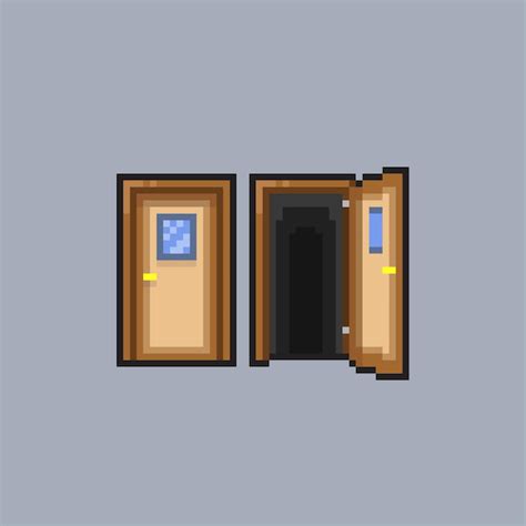 Premium Vector | Open and close door in pixel art style