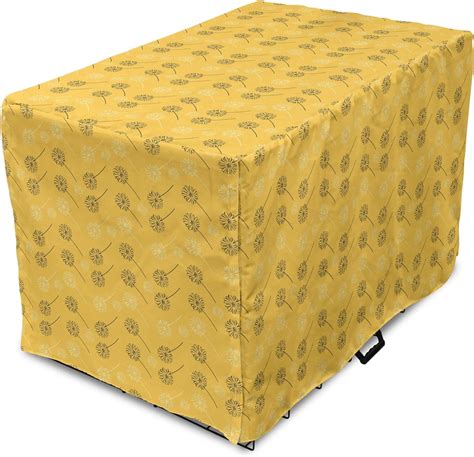 Dog Crate Cover, Summer Flora Pattern With Outline Continuous Chamomiles, Easy To Use Pet Kennel ...
