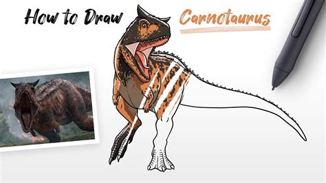 How to Draw Carnotaurus dinosaur from Jurassic World Fallen Kingdom ...