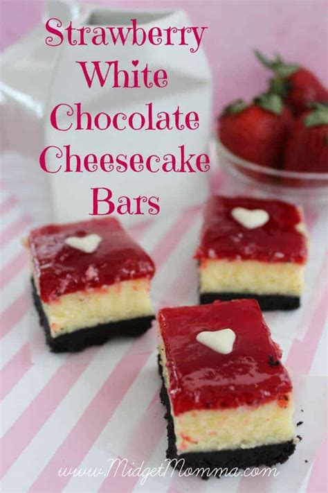 Strawberry White Chocolate Cheesecake Bars • MidgetMomma