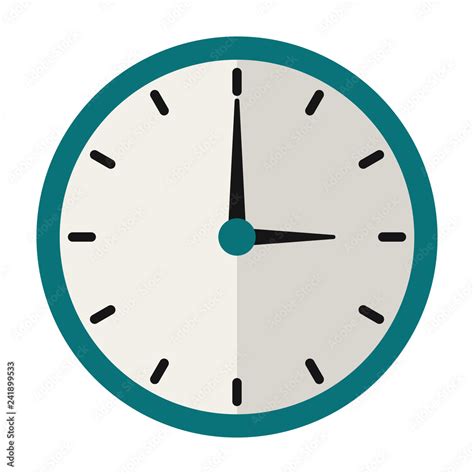 Clock Illustration - Flat design of blue wall clock isolated on white ...