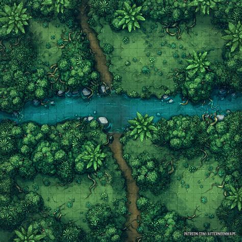 River Crossing - Jungle Battle Map ... | Dungeon maps, Fantasy landscape, Dnd world map