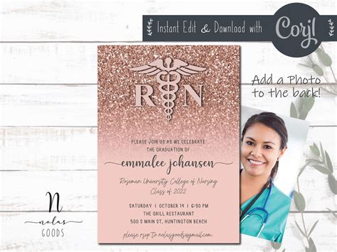 RN Graduation Invitation With Photos Nurse Graduation Invite - Etsy