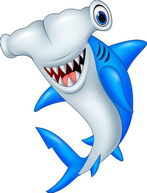 Happy Hammerhead Shark Animal Cartoon Character Vector Illustration Stock Vector - Illustration ...