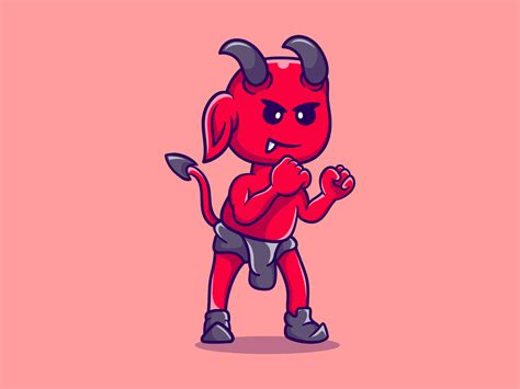 Cute baby devil illustration wants to fight by Bubix on Dribbble