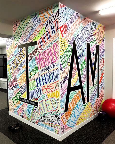 I AM __________!!!! 💖 ️💜💙💛💚 StonehengeNYC Fitness Center Mural. Swipe to see more and fill in ...