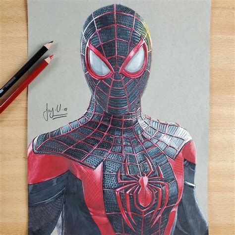 Spider-man: Miles Morales Classic Suit Color Pencil Drawing - Etsy