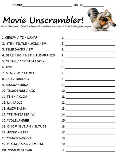 Word Scramble Worksheets Movie | Words, School coloring pages, Worksheets
