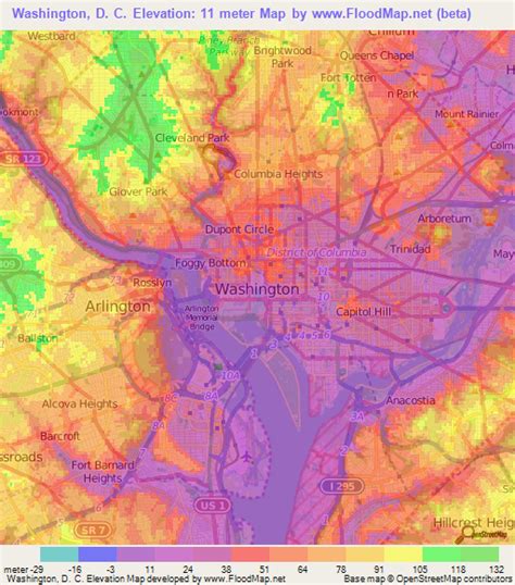 Washington Dc Elevation Map – Map Vector