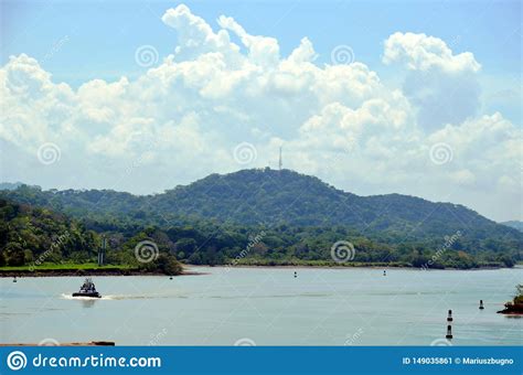 Landscape of the Panama Canal. Stock Image - Image of panorama, green ...