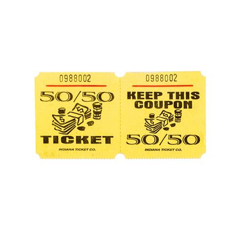 Yellow 50/50 Marquee Raffle Tickets - 1000/Roll