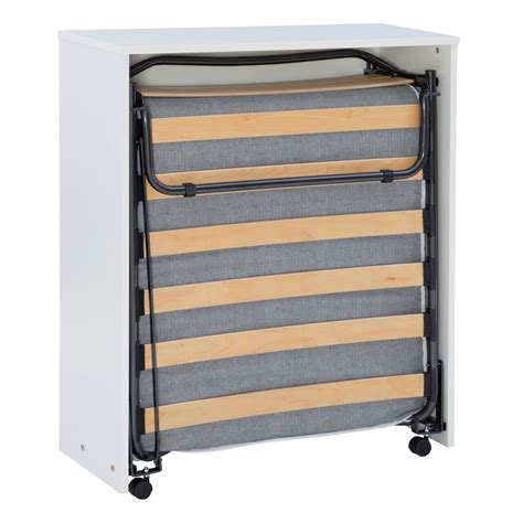 Linon Dawson Folding Rollaway Bed with Storage Cabinet and Memory Foam ...