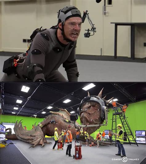 New behind-the-scenes photos of The Hobbit (2012) reveal how the footage of Benedict Cumberbatch ...