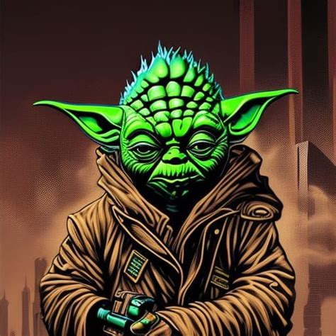 Dope style Yoda gangsta street hustler, underground comic concept art ...