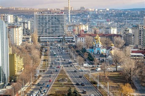 CHISINAU, MOLDOVA - JANUARY 23, 2020 : Aerial View of the Busy Streets ...