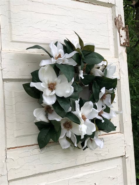 White Magnolia Wreath for Front Door Summer Wreath-magnolia - Etsy