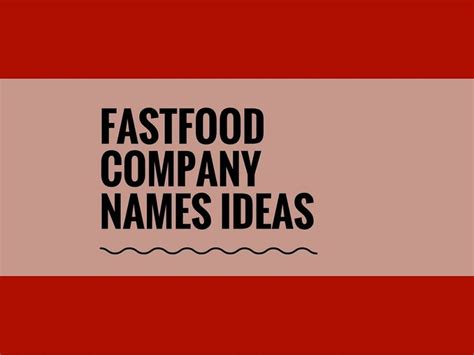 367+ Best Fast Food Company Names Ideas | Creative company names ...