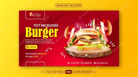 Premium PSD | Burger fast food restaurant banner template design