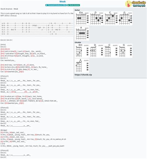 Chord: Weak - Skunk Anansie - tab, song lyric, sheet, guitar, ukulele ...