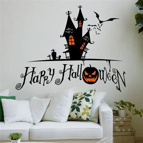 Haunted Halloween Pumpkin Glass Window Wall Stickers Happy Halloween Party Home Shop Decoration ...