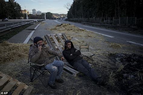 Le hangover! French farmers wake up in their tractors after feasting on wine and sausages ...