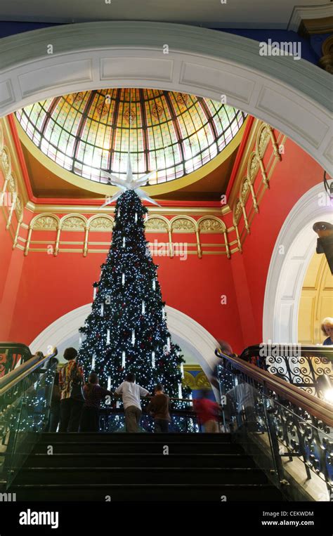 Christmas tree in the Queen Victoria Building shopping centre in Sydney ...