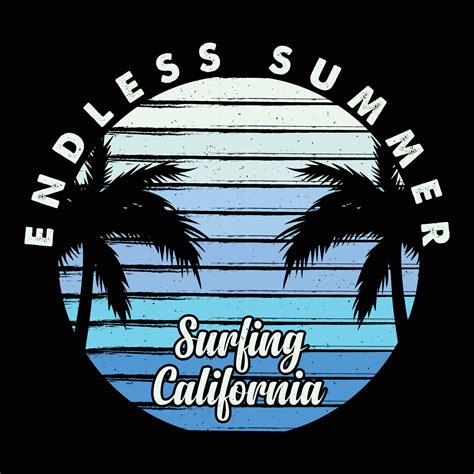 Endless Summer Surfing California T-shirt Design 23448549 Vector Art at Vecteezy