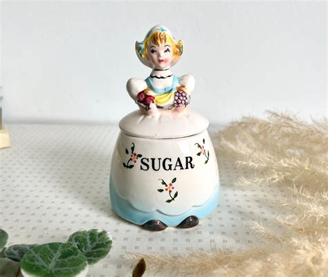 Vintage novelty girl shaped sugar bowl with lid from the 1950s ...