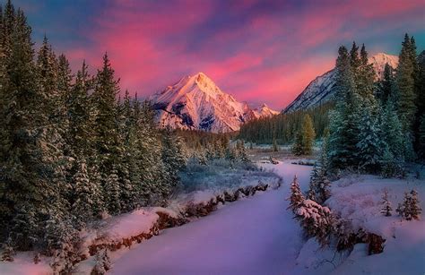 Winter sunset, winter, snow, sky, beautiful, peak, sunset, mountain HD ...