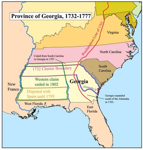 georgia colony disputes 1732-77 | Map, History, History geography