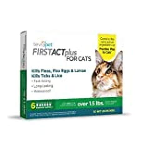 TevraPet FirstAct Plus Cat Flea and Tick Treatment, Flea Medicine for Cats 1.5 lbs and up, 6 ...