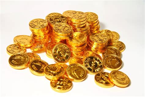 Stack of gold chocolate coins by Deming9120 on DeviantArt