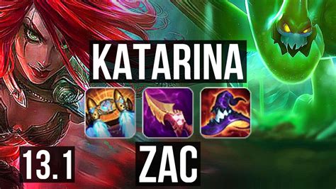 KATA vs ZAC (MID) | 3.4M mastery, Quadra, Legendary, 21/2/3, 7 solo kills | KR Master | 13.1 ...