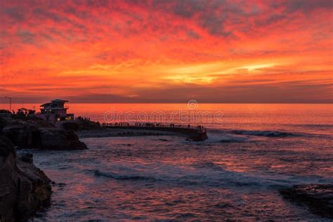 Sunset At The La Jolla Cove, San Diego, California Stock Image - Image ...