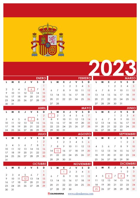 Calendario 2023 España Con Días Festivos Para Imprimir