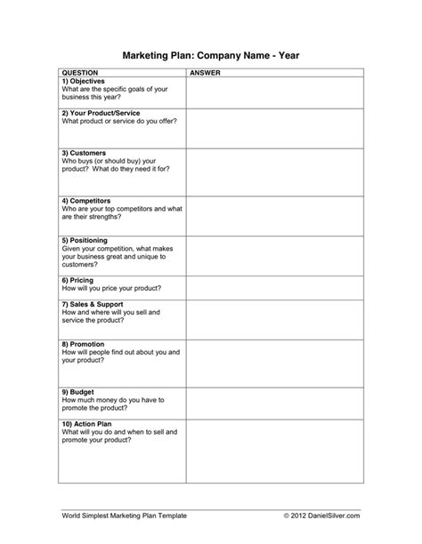 Marketing Plan Template - download free documents for PDF, Word and Excel