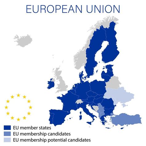 European Union on political map of the Europe in 2022 6799038 Vector ...