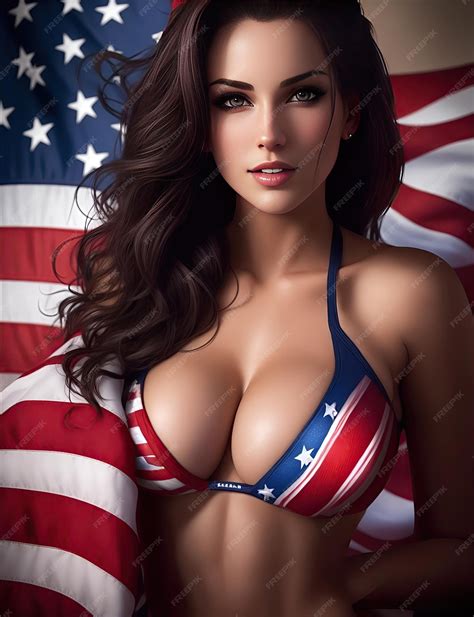 Premium Photo | Sexy lady with a American flag