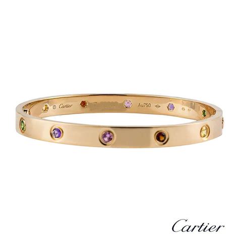 Cartier Rose Gold Coloured Stones Love Bracelet Size 16 B6036516 | Rich Diamonds