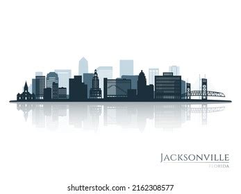 Jacksonville Skyline Silhouette Reflection Landscape Jacksonville Stock ...