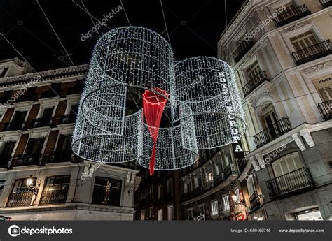 Madrid Spain November 2023 Christmas Illumination Lights Switch Carmen ...