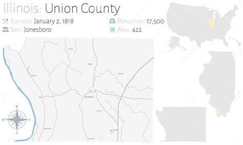 Map of Union County in Illinois Stock Vector - Illustration of america ...